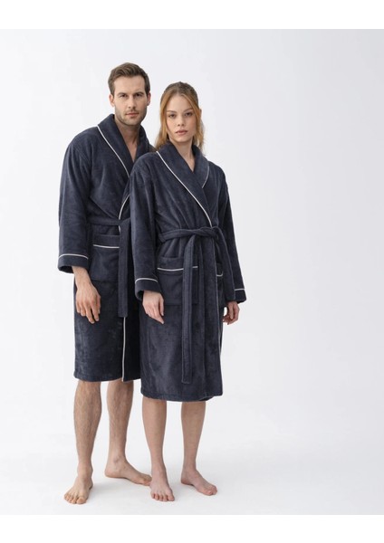 Pansy Pima Pamuk Unisex Bornoz Antrasit