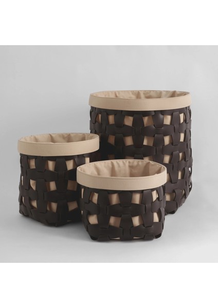 Royce Deri Örgü Sepet Büyük Kahverengi fırsatları