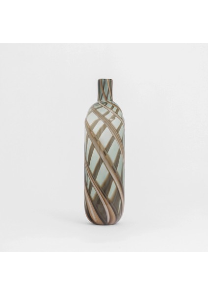 Lyon Yeşil Kahve Çizgili Cam Vazo 10X46 cm modelleri
