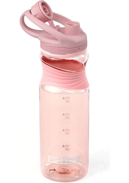 Pastel Pembe Silikon Tutacaklı 700 ml Şeffaf Plastik Matara modelleri