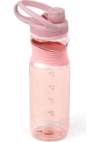 Pastel Pembe Silikon Tutacaklı 700 ml Şeffaf Plastik Matara fırsatları