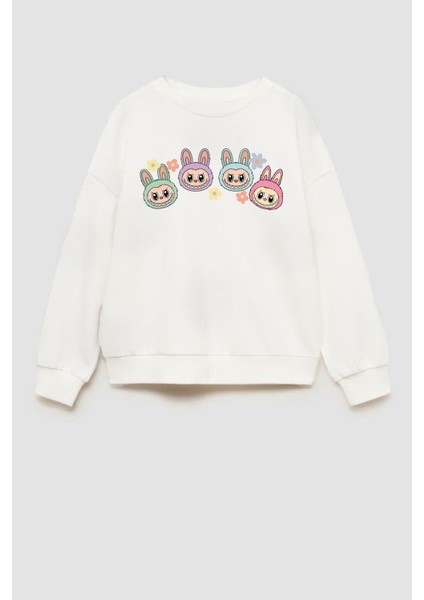 Kız Çocuk Labubu Baskılı 3 Iplik Kumaş Pamuklu Sweatshirt fiyatları
