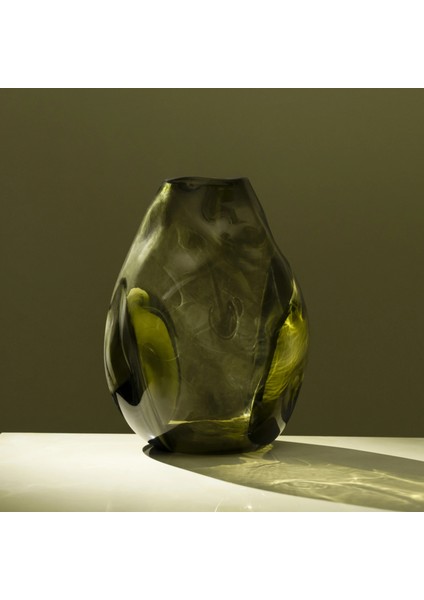 Rubus Yeşil Degrade Cam Vazo 25X19X32 cm