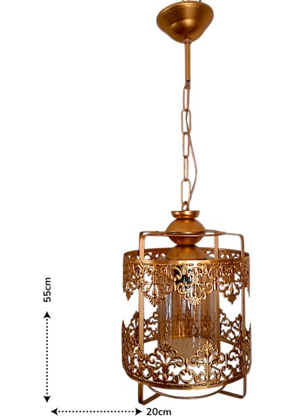 Taç Tekli Avize Gold – Bal Renkli Kristal Camlı, Modern Metal Gövdeli Sarkıt Aydınlatma fiyatları