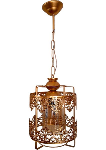 Taç Tekli Avize Gold – Bal Renkli Kristal Camlı, Modern Metal Gövdeli Sarkıt Aydınlatma modelleri