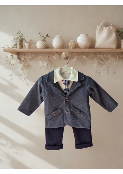 Erkek Bebek %100 Pamuklu 4’lü Takım – Ceket, Pantolon, Badi ve Kravat fiyatları