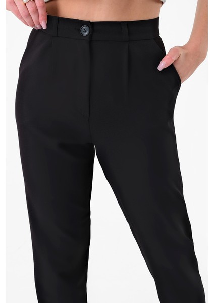 Kadın Siyah Dar Kesim Kumaş Pantolon fiyatları