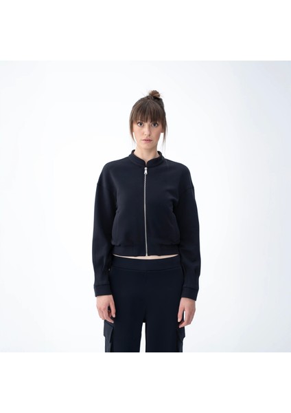 Holly Kadın % 100 Pamuk Bomber Ceket Lacivert