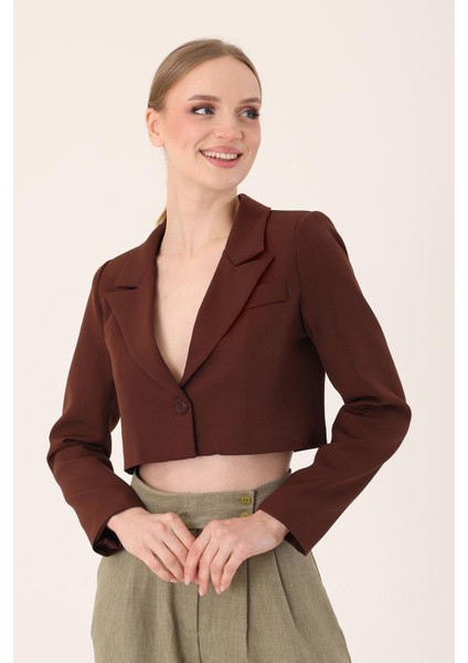 Crop Blazer Ceket-Kahverengi fiyatları