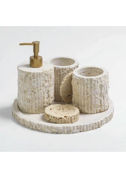 Rizz Mermer 5 Li Banyo Seti Traverten fiyatları