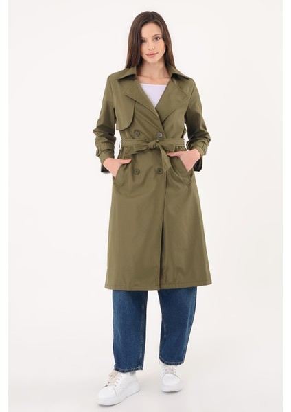Kadın Kruvaze Yaka Haki Trençkot fiyatları