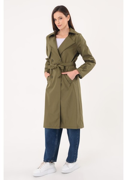 Kadın Kruvaze Yaka Haki Trençkot fırsatları