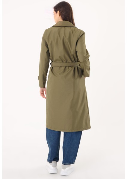 Kadın Kruvaze Yaka Haki Trençkot indirimleri
