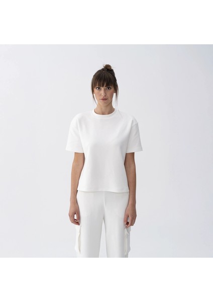 Holly Kadın % 100 Pamuk Kısa Kol Tişört Bej