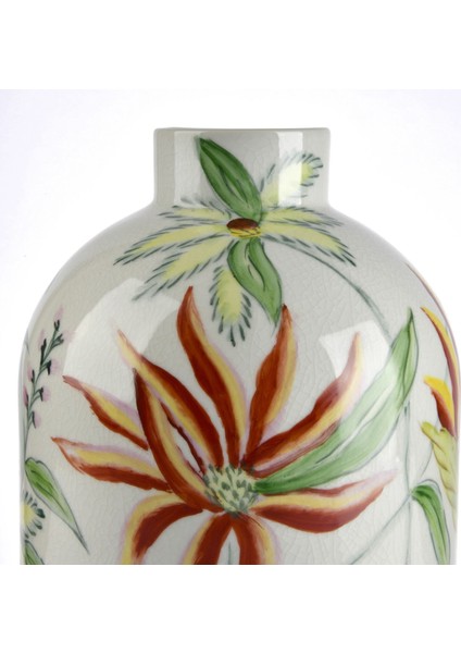 Mael Yaprak Desenli Vazo Krem 20X20X32 cm fiyatları