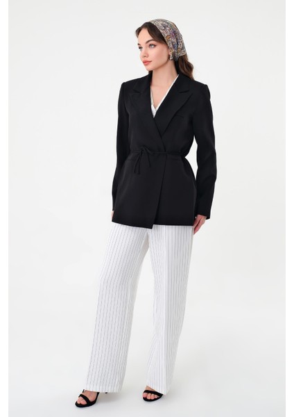Kadın Siyah Bel Bağlamalı Blazer Ceket fiyatları