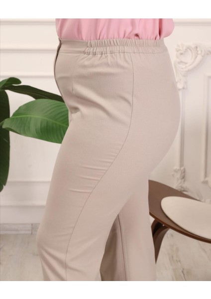 Krep Kumaş Taş Büyük Beden Yan Lastikli Pantolon fiyatları