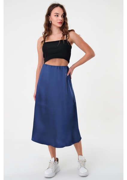 Gece Mavisi Saten Etek fırsatları