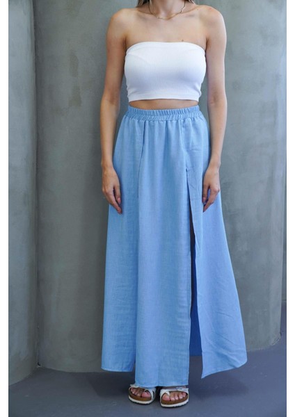 Bebe Mavi Yırtmaçlı Uzun Şort Etek fiyatları