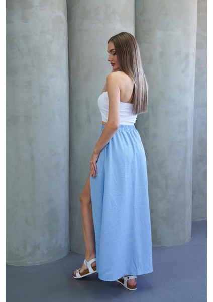 Bebe Mavi Yırtmaçlı Uzun Şort Etek fırsatları