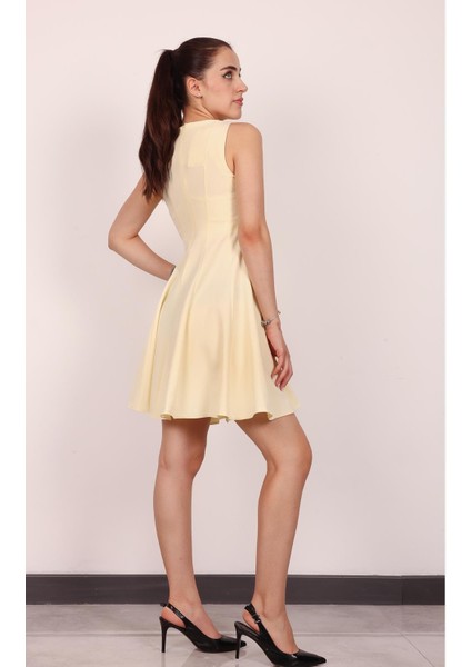Kadın Sarı Kolsuz Mini Elbise fiyatları