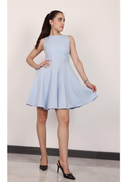 Kadın Bebe Mavi Kolsuz Mini Elbise modelleri