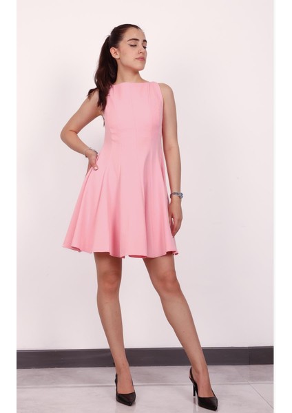 Kadın Pembe Kolsuz Mini Elbise modelleri