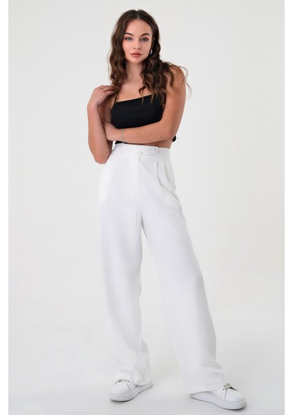 Kadın Beyaz Kore Model Palazzo Pantolon fiyatları