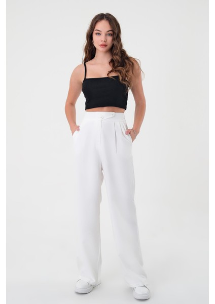 Kadın Beyaz Kore Model Palazzo Pantolon modelleri