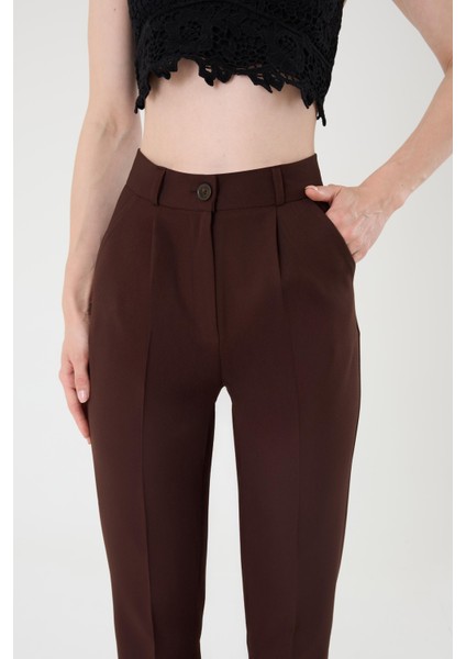 Kadın Kahverengi Dar Kesim Kumaş Pantolon fiyatları