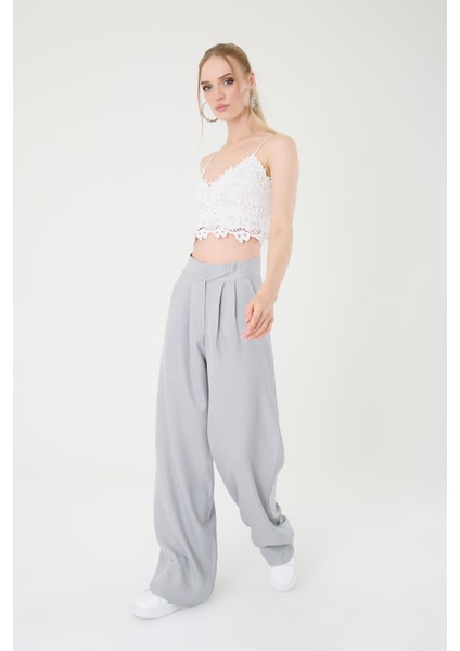 Keten Karışımlı Kore Model Palazzo Pantolon