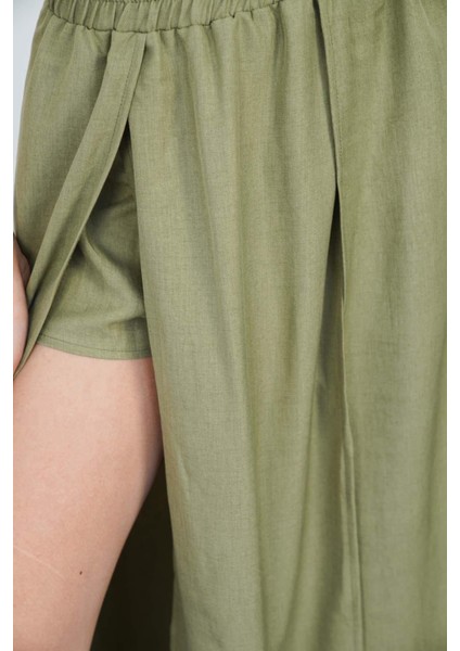 Haki Yırtmaçlı Uzun Şort Etek fırsatları