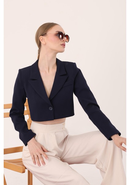 Crop Blazer Ceket- Lacivert fiyatları