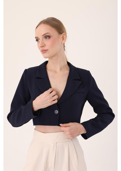 Crop Blazer Ceket- Lacivert fırsatları