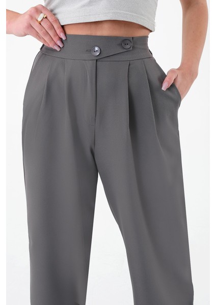 Kadın Antrasit Kore Model Palazzo Pantolon