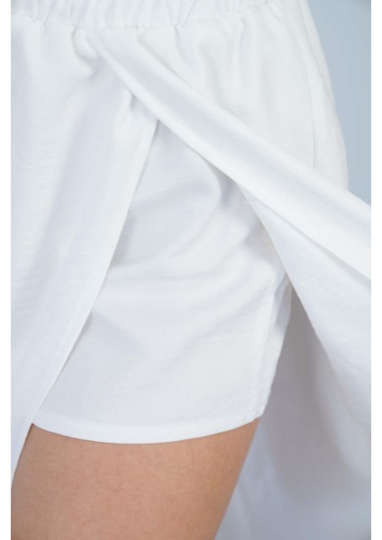 Beyaz Yırtmaçlı Uzun Şort Etek fırsatları