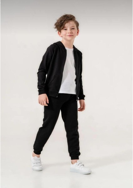 Çocuk Erkek Eşofman Takımı Siyah, Rahat ve Şık Spor Giyim Seti fiyatları