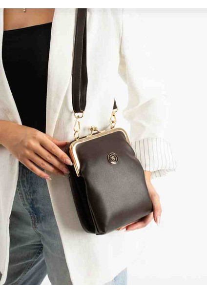 Eflanmoda Sanmorris Gold Aksesuarlı Kadın Çapraz Kullanıma Uygun Bayan Omuz Çantası