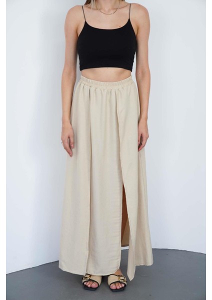 Taş Yırtmaçlı Uzun Şort Etek