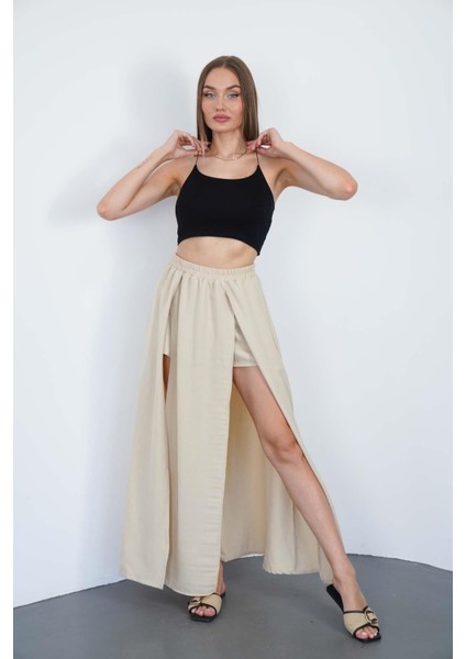 Taş Yırtmaçlı Uzun Şort Etek fiyatları