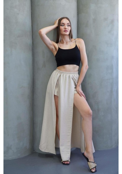 Taş Yırtmaçlı Uzun Şort Etek modelleri