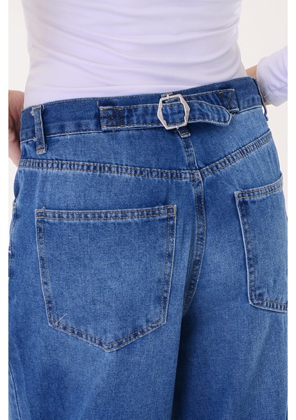 Kadın Mavi Yüksek Bel Baggy Jeans fırsatları