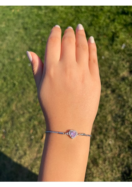 Pembe Kalpli Asansörlü Gümüş Bileklik fiyatları
