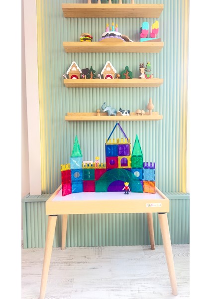 Montessori Işıklı Etkinlik ve Oyun Masası (Ayaklı) 16 Renk Ahşap Light Table (45x65)