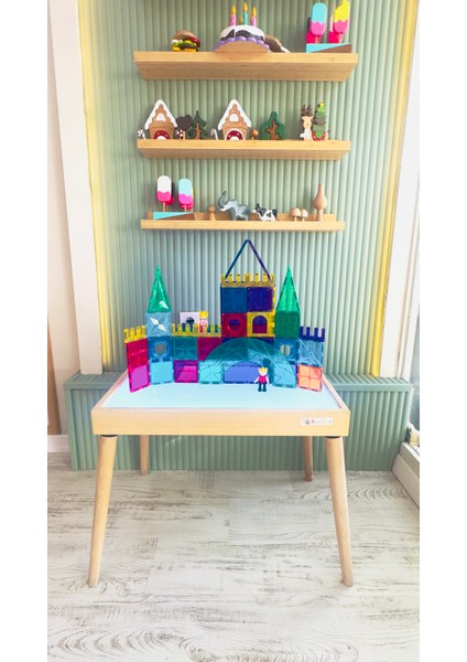 Montessori Işıklı Etkinlik ve Oyun Masası (Ayaklı) 16 Renk Ahşap Light Table (45x65)