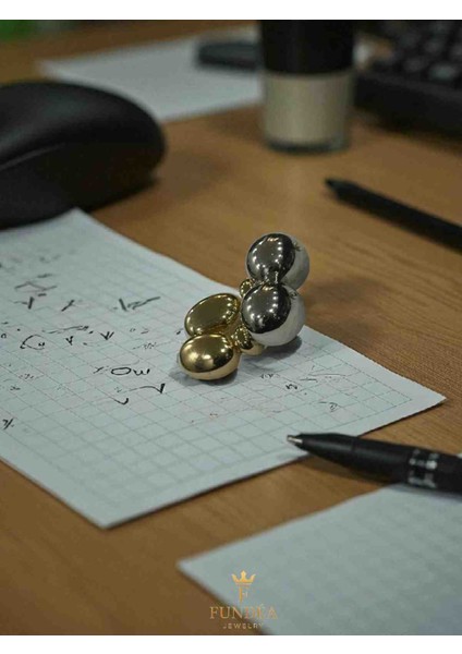 Çelik Pirinç Küpe Altın Rengi Gümüş Rengi Iki Renkli Heykelsi Büyük Form Modern Tasarım parlak Yüzey Şık Takı Model fırsatları