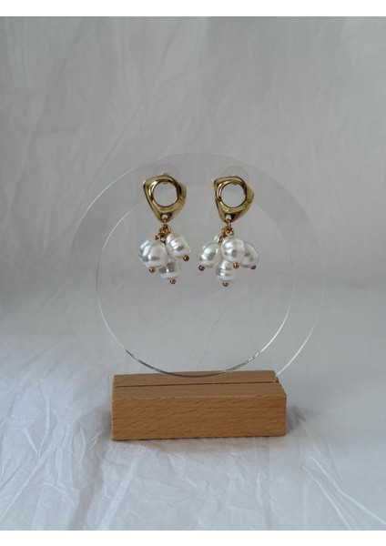 Gold Inci Salkım Çelik Küpe