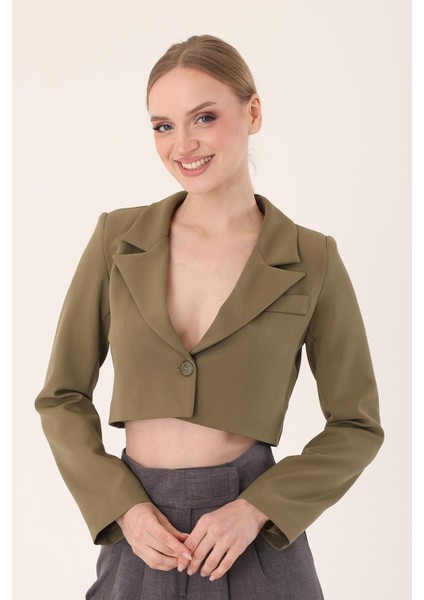 Crop Blazer Ceket-Haki modelleri