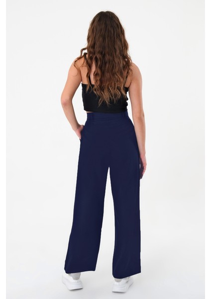 Kadın Lacivert Yüksek Bel Palazzo Pantolon indirimleri