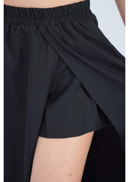 Siyah Yırtmaçlı Uzun Şort Etek fiyatları